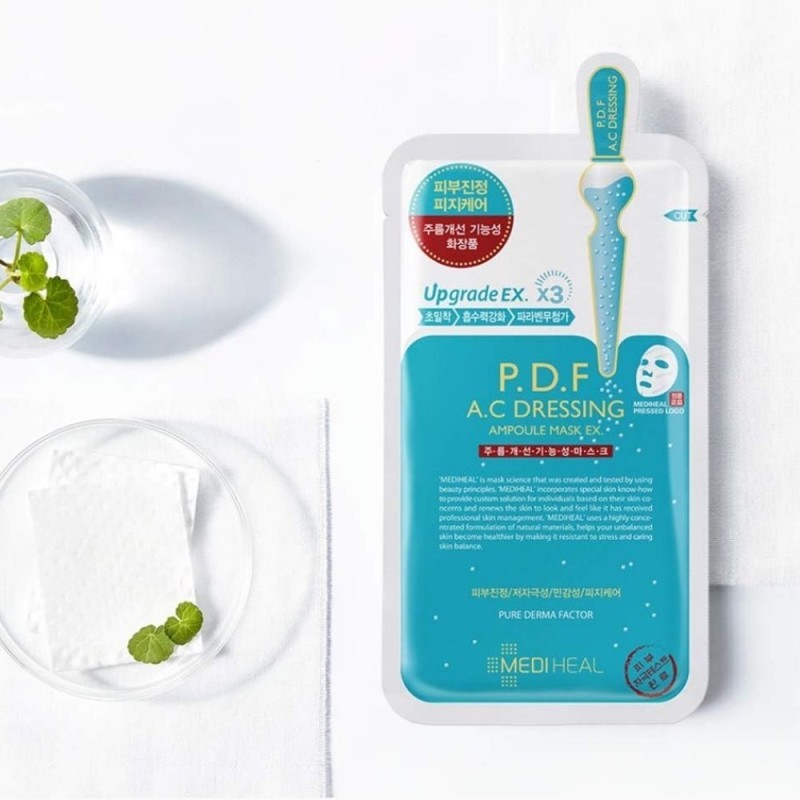 MEDIHEAL - Maska W Płachcie P.D.F. A.C Dressing Ampoule Mask- Nawilżająco - Kojąca - 25 ml