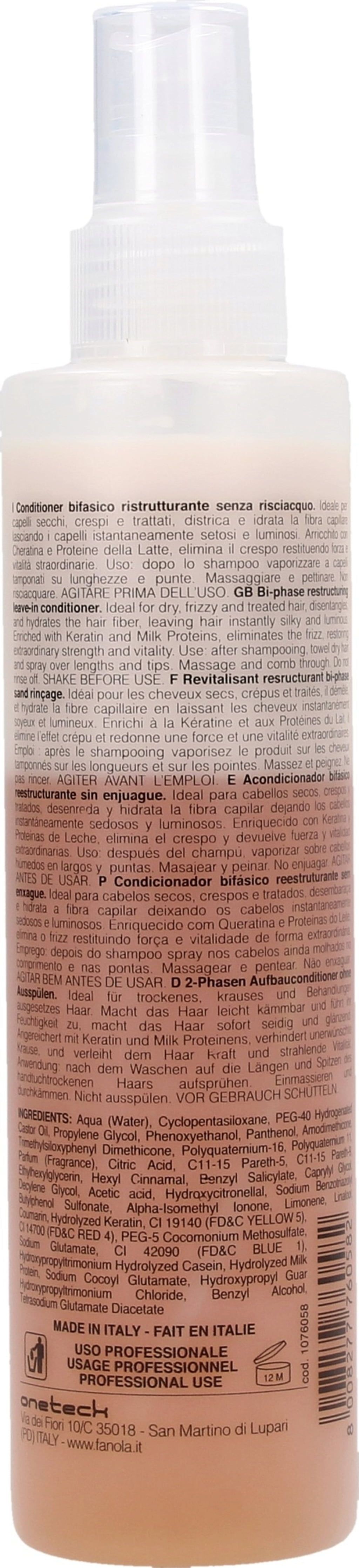 Fanola - Nourishing Bi-Phase Restructuring Leave-In Conditioner -  Odżywka Nawilżająca do Włosów Bez Spłukiwania - 200ml