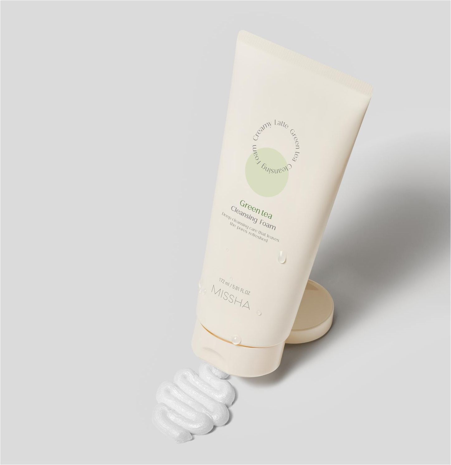 Missha - Cleansing Foam Creamy Latte Green Tea - Pianka Myjąca z Ekstraktem z Zielonej Herbaty i Proteinami Mleka - 172 ml