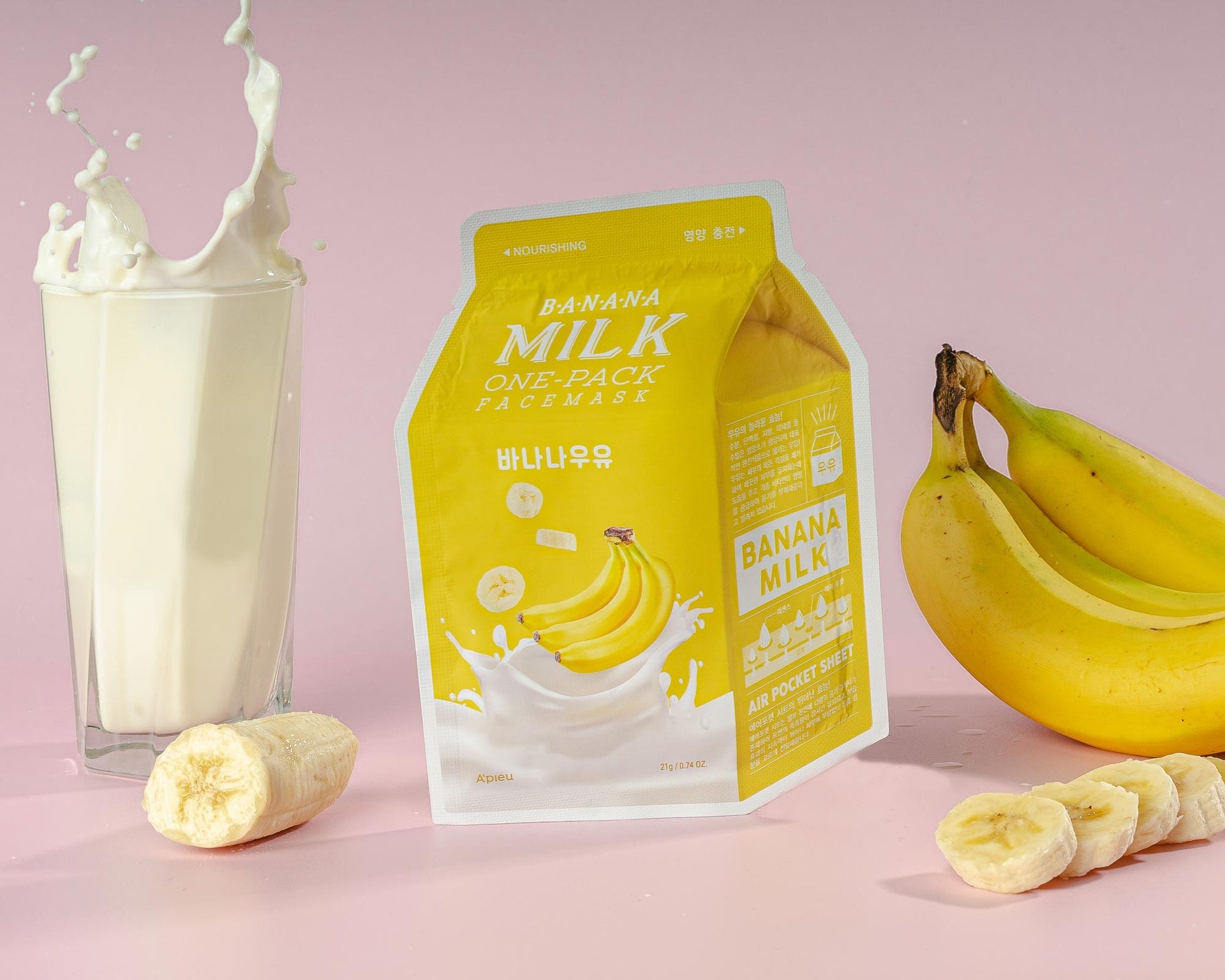 A'pieu - Milk One Pack Mask - Banana - Odżywcza Maska w Płachcie - 21g