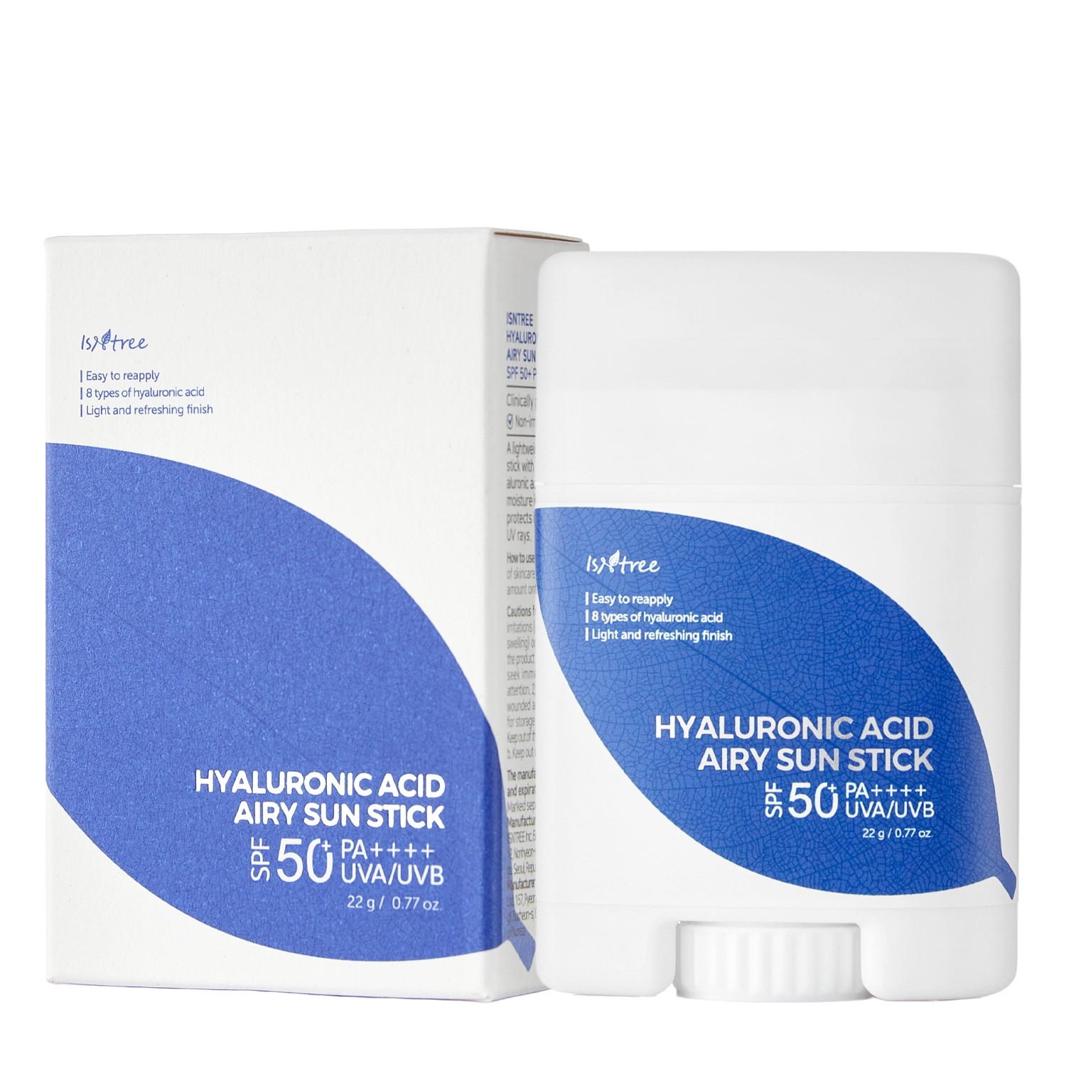 Isntree - Hyaluronic Acid Airy Sun Stick SPF 50+ PA ++++ - Przeciwsłoneczny  Krem w Sztyfcie - 22g